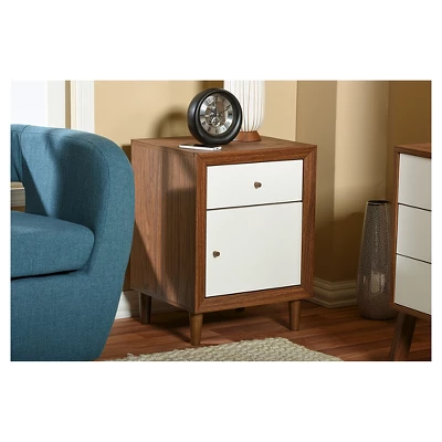 Harlow Mid-Century Modern Scandinavian Style Wood 3 Drawer Chest White/Walnut - Baxton Studio 4 Harlow Mid-Century Modern Scandinavian Style Wood 3 Drawer Chest White/Walnut - Baxton Studio - Image 4