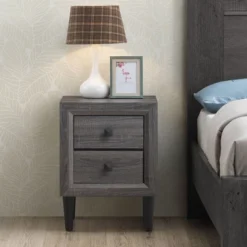 Costway Nightstand W/2 Drawers Multipurpose Retro Grey Bedside Table Fully Assembled -DreamNest Store GUEST fef725ee 7463 4d85 a768 b1afa74ac241