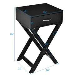 Costway Nightstand X-Shape Drawer Accent Side End Table Modern Home Furniture Black