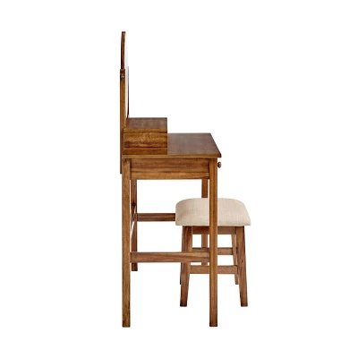 Lorna Vanity Set Walnut - Linon 2 Lorna Vanity Set Walnut - Linon - Image 2