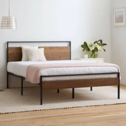 Nora Metal And Wood Platform Bed Frame - Brookside Home -DreamNest Store GUEST ff88b25b b67f 4904 8da0 d8c91039bf62